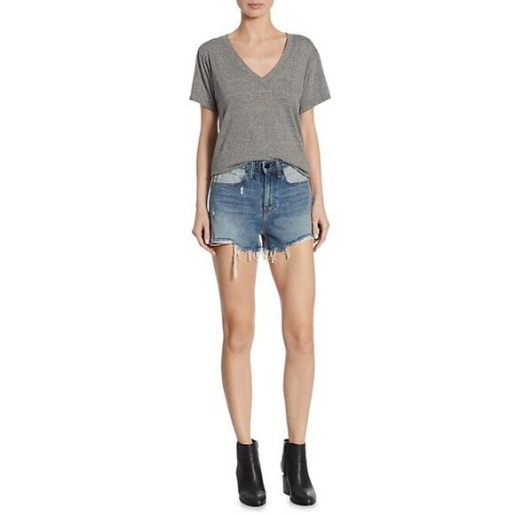 Alexander Wang Bite Frayed Cut-Off Hem‎ Denim Shorts - Picture 1 of 11